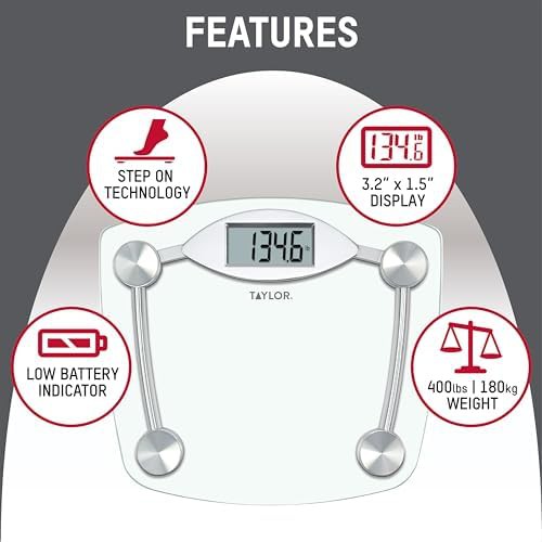 Digital glass scale with chrome finish base — photo 3