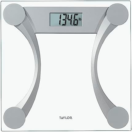 Taylor clear glass digital scale with silver accents