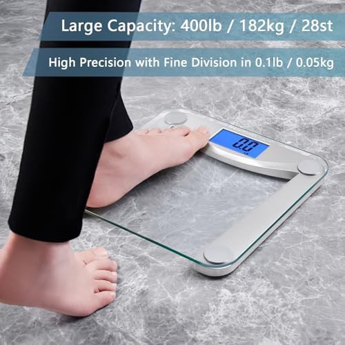 Clear glass digital bathroom scale 400lb — photo 4
