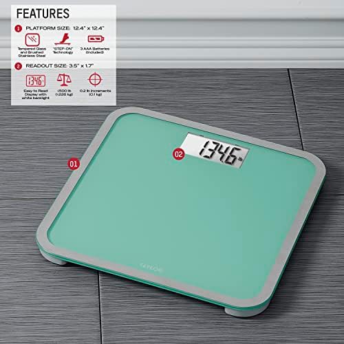Digital bathroom scale with seafoam green glass — photo 3
