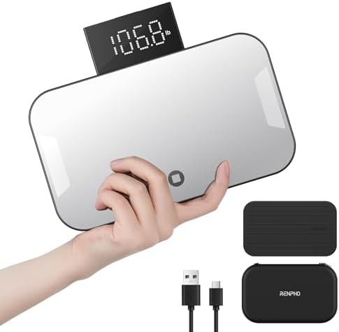 Portable travel scale with integrated mirror