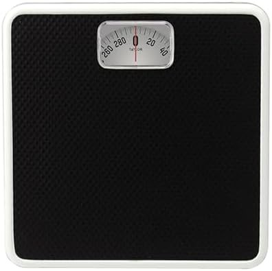 Analog bathroom scale with white and black finish