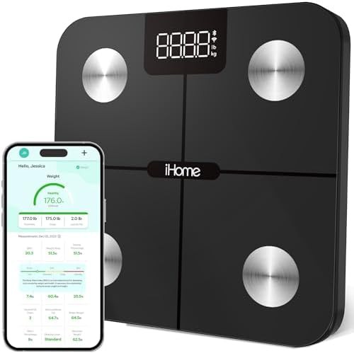 Black wifi smart scale with bmi tracking