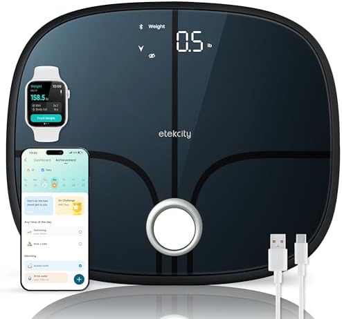 Rechargeable smart scale for body weight in black